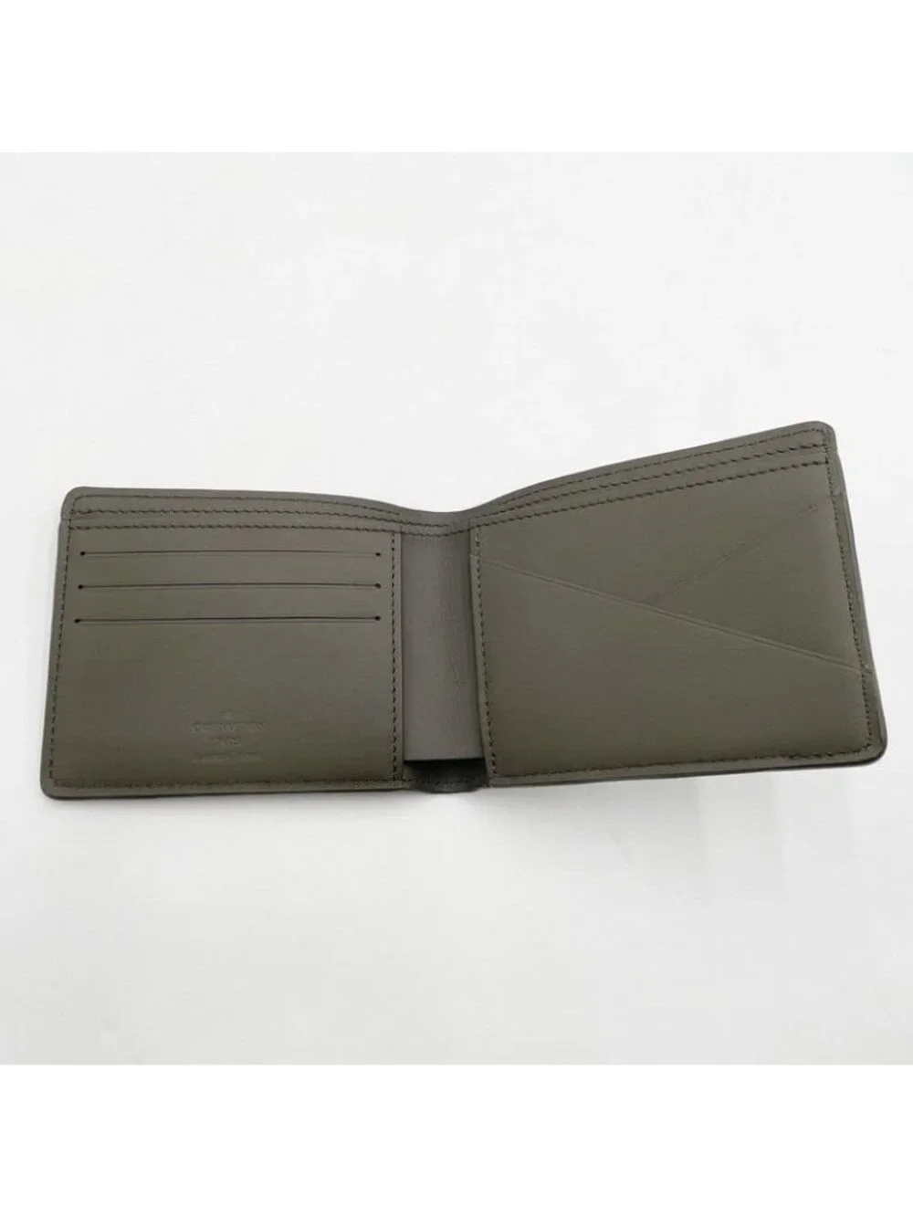 Louis Vuitton Bifold Wallet Portefeuille Multiple Khaki Aerogram Leather
